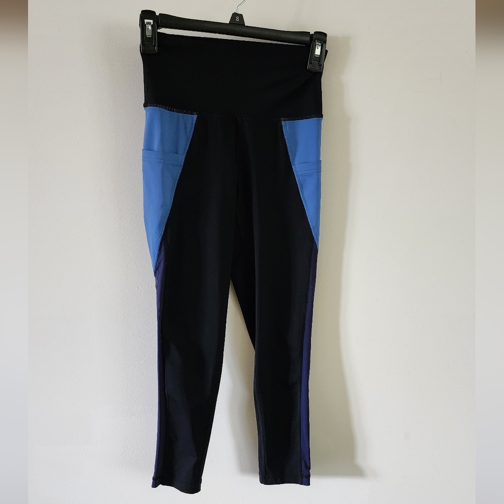 AERIE Chill Play Move Colorblock Leggings Womens Size S Blue, Navy, Black